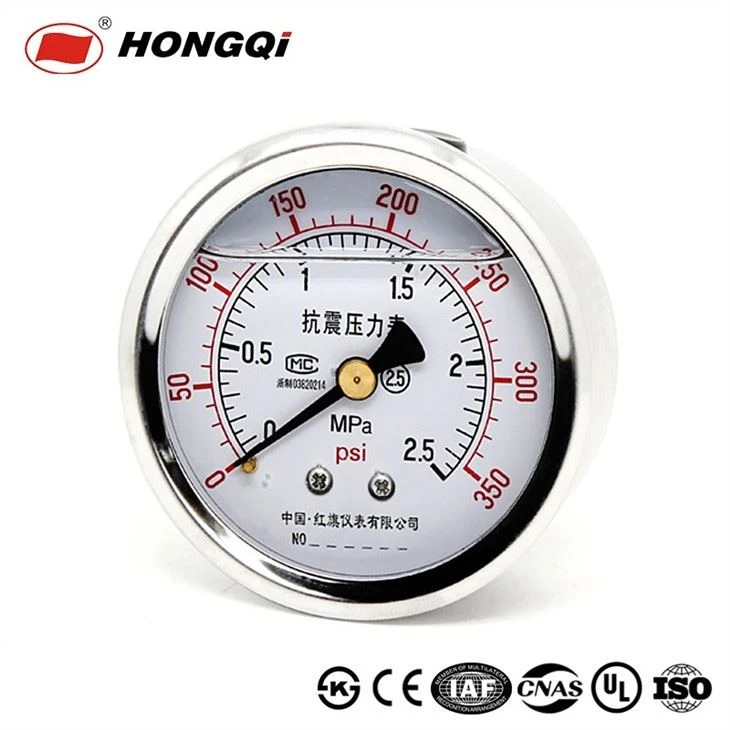 Shockproof Axil Liquid Filled / Oil Pressure Gauge