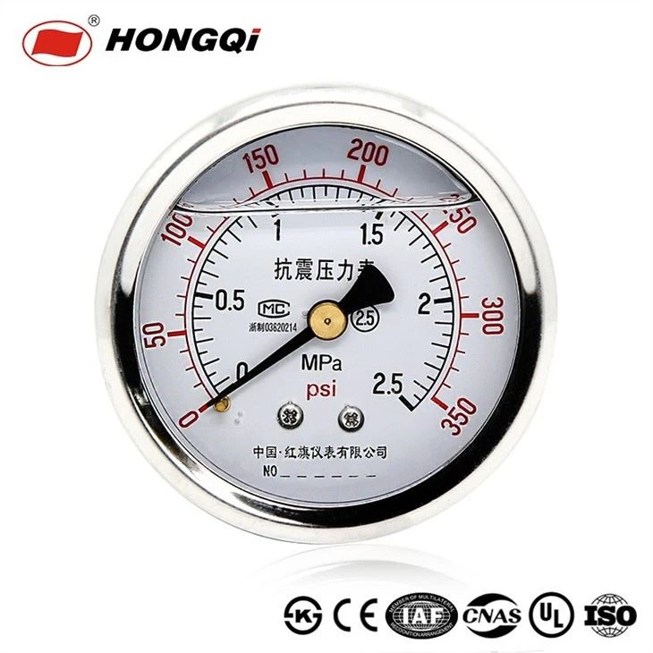 Shockproof Axil Liquid Filled / Oil Pressure Gauge